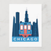 Chicago Skyline Vintage Travel Briefkaart (Voorkant)