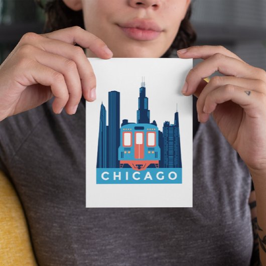 Chicago Skyline Vintage Travel Briefkaart