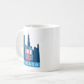 Chicago Skyline Vintage Travel Koffiemok (Voorkant links)