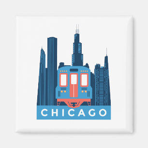Chicago Skyline Vintage Travel Magneet