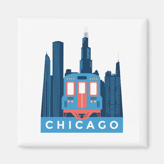 Chicago Skyline Vintage Travel Magneet (Voorkant)