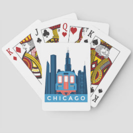 Chicago Skyline Vintage Travel  Pokerkaarten
