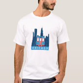 Chicago Skyline Vintage Travel T-shirt (Voorkant)