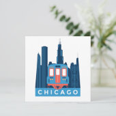 Chicago Skyline Vintage Travel Wenskaart (Staand voorkant)