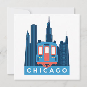 Chicago Skyline Vintage Travel Wenskaart