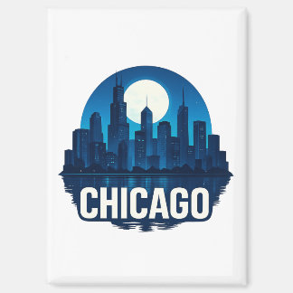 Chicago Skyline Volle Maan Cityscape Design Magneet