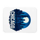 Chicago Skyline Volle Maan Cityscape Design Magneet (Horizontaal)