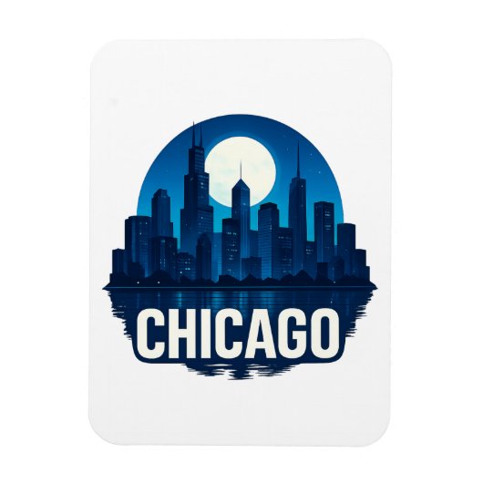 Chicago Skyline Volle Maan Cityscape Design Magneet (Verticaal)