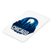 Chicago Skyline Volle Maan Cityscape Design Magneet (Linkerzijde)