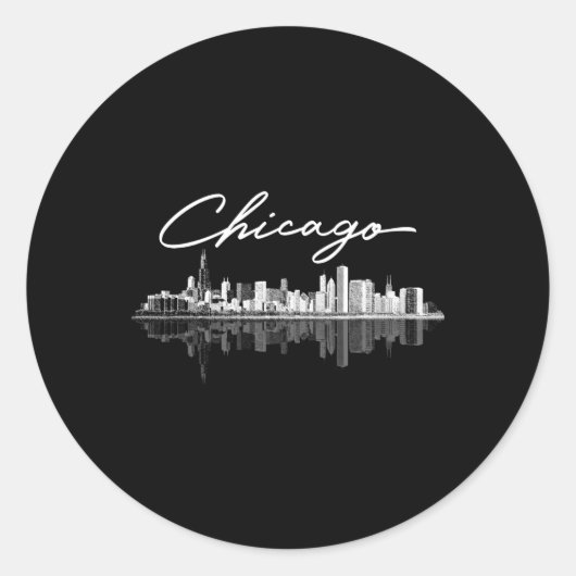Chicago Skyline voor Ronde Sticker (Voorkant)