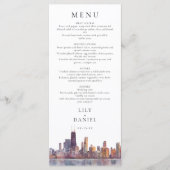 Chicago Skyline Watercolor Destination Wedding Menu (Voorkant)