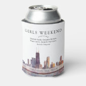 Chicago Skyline Watercolor Girls Weekend Blikjeskoeler (Blikje Achterkant)