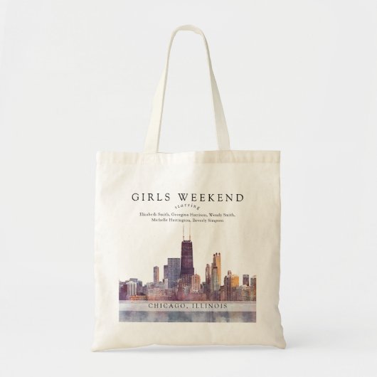 Chicago Skyline Watercolor Girls Weekend Tote Bag (Voorkant)
