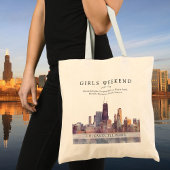 Chicago Skyline Watercolor Girls Weekend Tote Bag