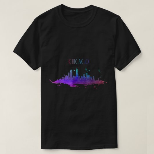 Chicago Skyline Watercolor Souvenir Illinois T-shirt (Design voorkant)
