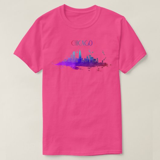 Chicago Skyline Watercolor Souvenir Illinois T-shirt (Design voorkant)