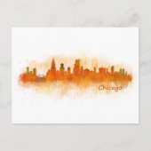 chicago skyline waterverf cityscape v03 briefkaart (Voorkant)