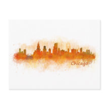 chicago skyline waterverf cityscape v03