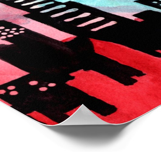 Chicago skyline waterverf poster (Hoek)