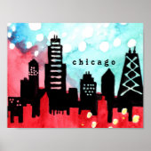 Chicago skyline waterverf poster (Voorkant)