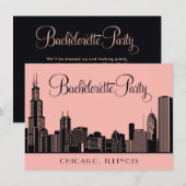 Chicago Skyline Wedding Bachelorette Party Blush Kaart (Voorkant / Achterkant)