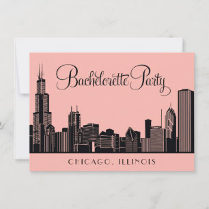Chicago Skyline Wedding Bachelorette Party Blush Kaart