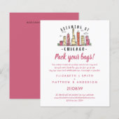 CHICAGO Skyline Wedding Invitation Handgetekende B (Voorkant / Achterkant)