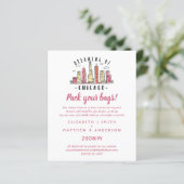 CHICAGO Skyline Wedding Invitation Handgetekende B (Staand voorkant)