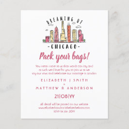 CHICAGO Skyline Wedding Invitation Handgetekende B