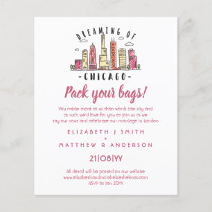 CHICAGO Skyline Wedding Invitation Handgetekende B