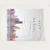 Chicago Skyline Wedding Photo Backdrop Wandkleed (Voorkant (horizontaal))