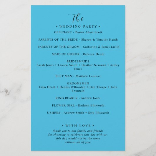 Chicago Skyline Wedding Program (Achterkant)