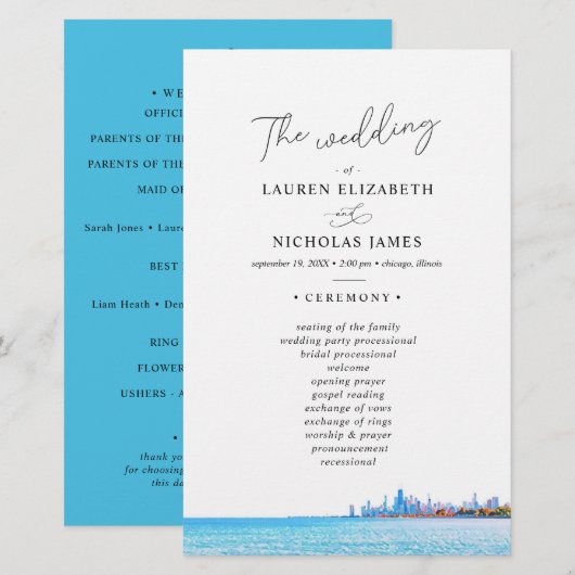 Chicago Skyline Wedding Program (Voorkant / Achterkant)