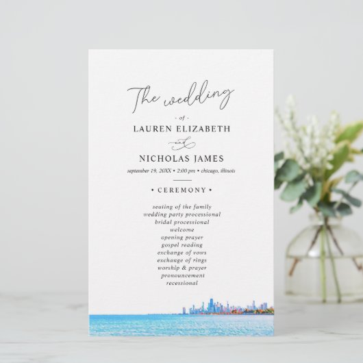 Chicago Skyline Wedding Program (Staand voorkant)