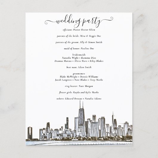 Chicago Skyline Wedding Program (Achterkant)