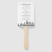 Chicago Skyline Wedding Program Hand Fan Handwaaier (Achterkant)