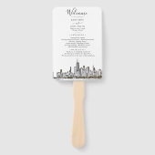 Chicago Skyline Wedding Program Hand Fan Handwaaier (Voorkant)