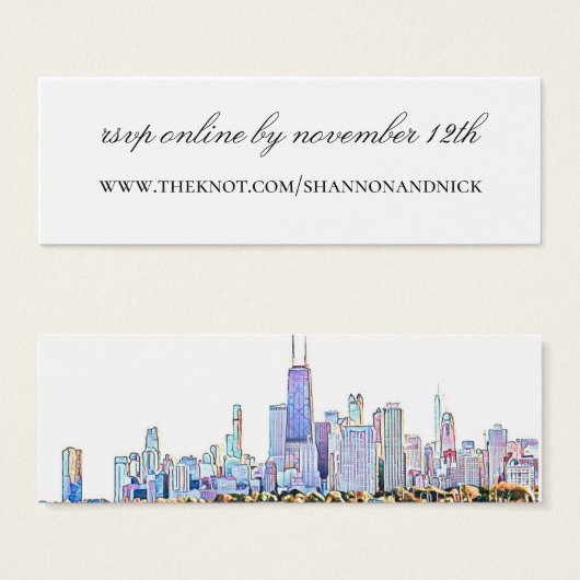Chicago Skyline Wedding Website Kaart (Voorkant /achterkant)