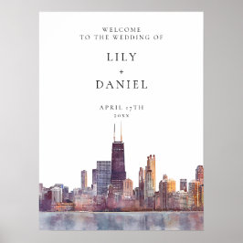 Chicago Skyline Wedding Welcome Sign Poster