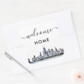 Chicago Skyline Welkomstlabel Vierkante Sticker (Envelop)