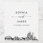 Chicago Skyline Wijn Etiket (Enkel label)