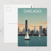 Chicago Skyline Zeilboten Briefkaart (Voorkant / Achterkant)