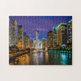 Chicago Skyline Zomer Foto Legpuzzel