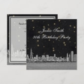 Chicago Skyline zwart gouden ster verjaardagsfeest Kaart (Voorkant / Achterkant)