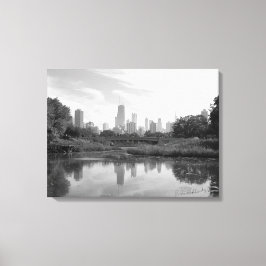 Chicago Skyline zwart-wit grote fotoprint Canvas Afdruk