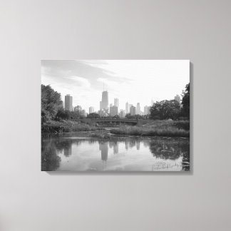 Chicago Skyline zwart-wit grote fotoprint Canvas Afdruk