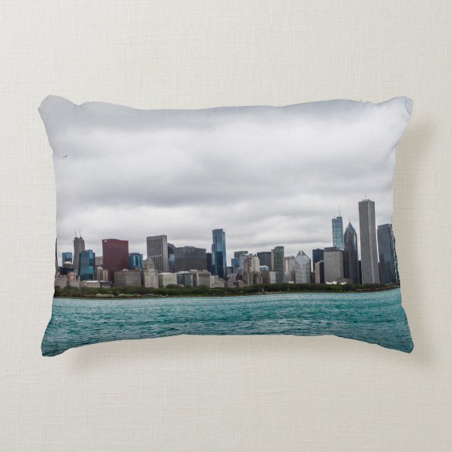 Chicago skylinechicago, skyline, antenne, architec accent kussen (Voorkant)