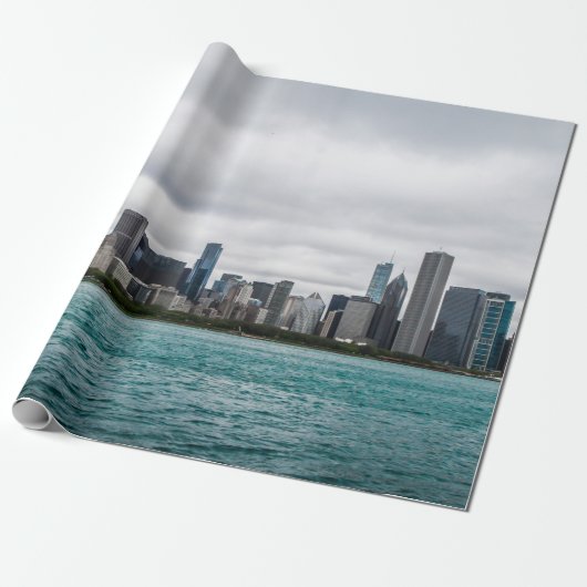 Chicago skylinechicago, skyline, antenne, architec cadeaupapier (Uitgerold)