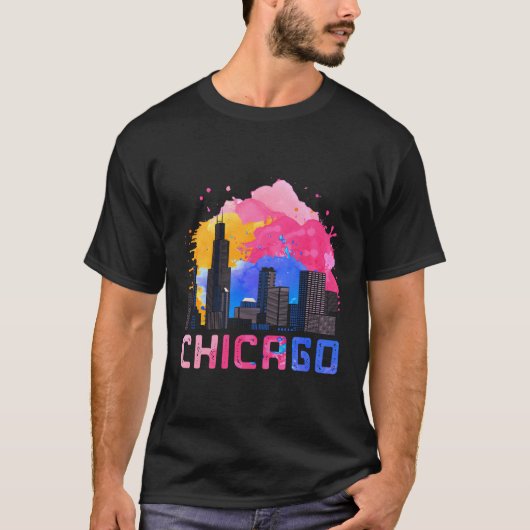 Chicago Skyscape Illinois T-shirt (Voorkant)