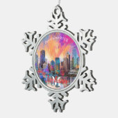 Chicago Snowflake Pewter Kerstversiering Tin Sneeuwvlok Ornament (Rechts)